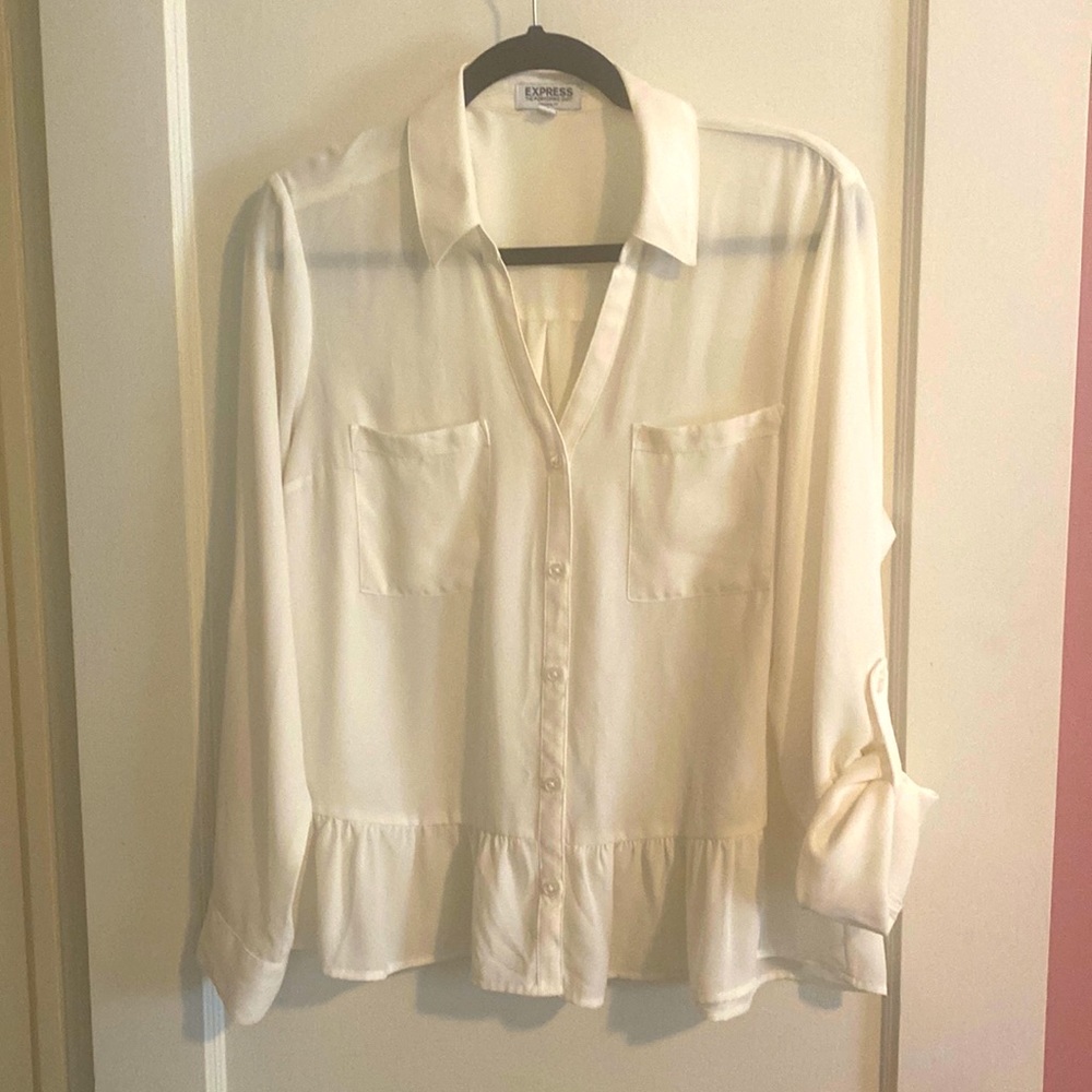 Light cream shear blouse. Size L. Express Brand.